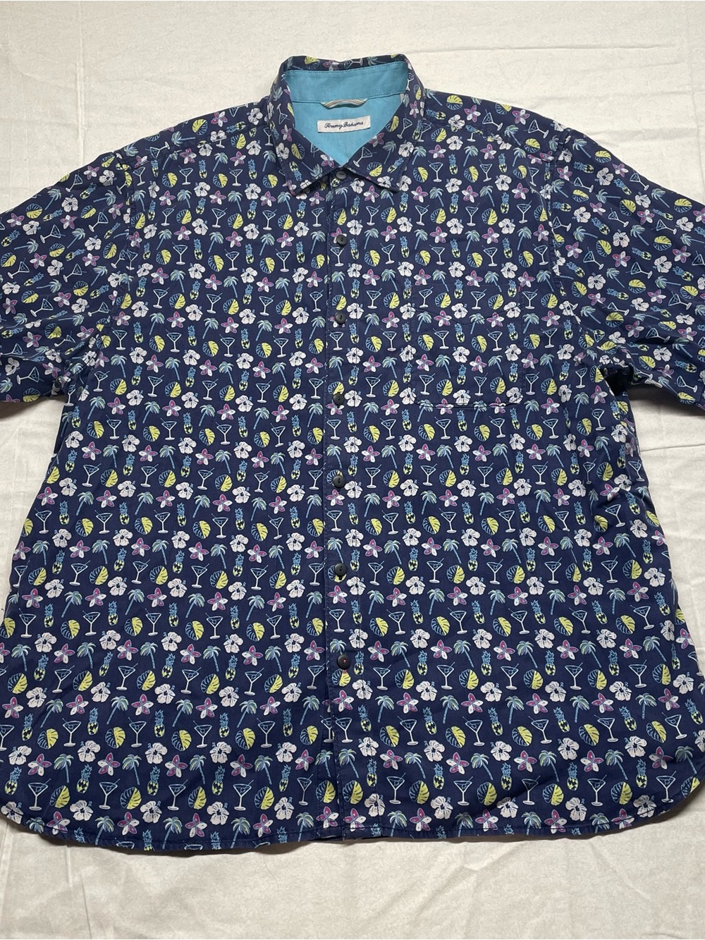 Tommy Bahama Navy Short-Sleeve Tropical Print Button-Down Shirt